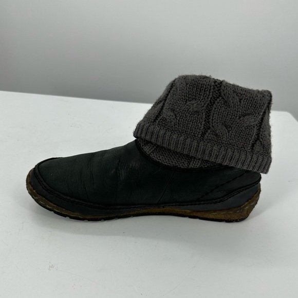 Simple Leather Cable Knit Winter Snow Boots Gray Black Womens 7.5 - Picture 8 of 12